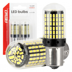 LED žárovky CANBUS BA15S P21W R10W R5W 600LM 144SMD bílé 12V 24V