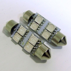 4 LED žárovky sulfit modré 39 mm s odporem (CANBUS) - 2 ks