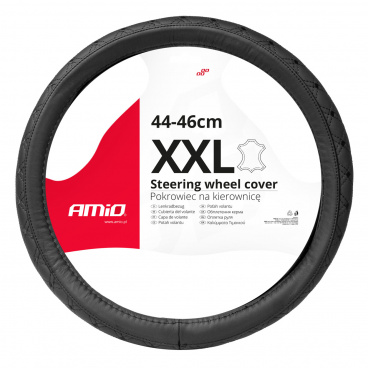 Kožený prošívaný potah na volant automobilu XXL 44-46cm 