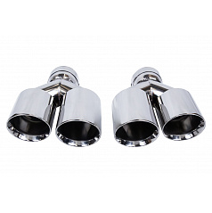 Koncovka tlumiče 89mmx2 vstup 70mm Leštěná Sada