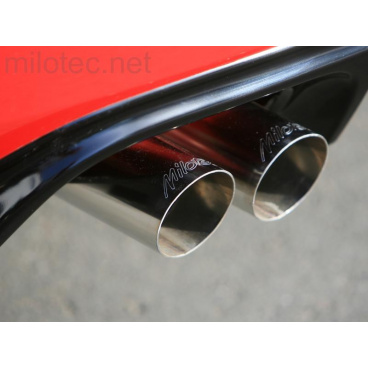 Zadní tlumič výfuku s kulatou koncovkou 2x76 mm, ušlechtilá ocel, Škoda Fabia II. / Roomster Zadní tlumič výfuku s kulatou koncovkou 2x76 mm, ušlechtilá ocel, Škoda Fabia II. / Roomster