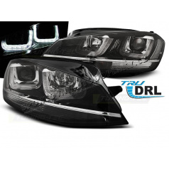 VW Golf 7 11.2012- přední čirá světla U-Type Black With Chrome Line