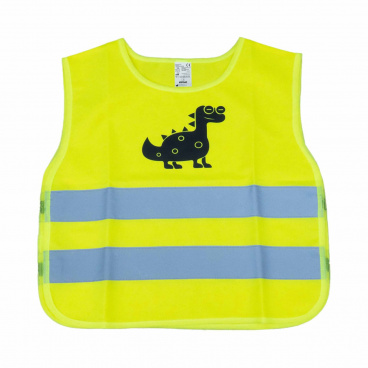 Dětská výstražná reflexní vesta žlutá dinosaurus