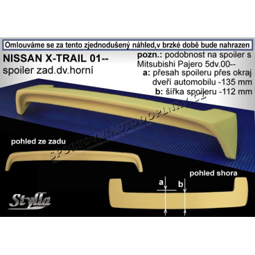 NISSAN X-TRAIL (01+) spoiler zad. dveří horní NX1L