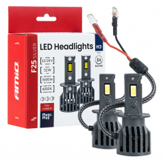Automobilové LED žárovky F25 SILVER FULL CANBUS 52W H3 12V 24V AMIO-04702