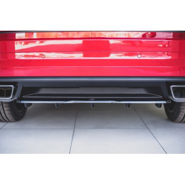 Středový spoiler pod zadní nárazník s žebrováním s žebrováním pro Škoda Kodiaq RS, Maxton Design (Carbon-Look)
