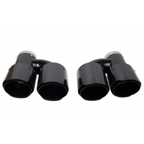 Końcówka Tłumika 101mmx2 wejście 76mm Carbon Gloss Zestaw