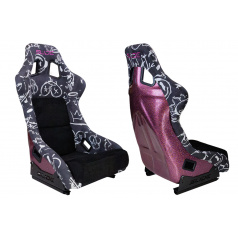 Sportovní křeslo SLIDE KS2 Premium Black & Spray Graffity Velur Pink Glitter