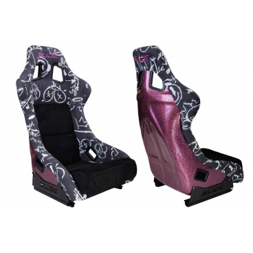 Sportovní křeslo SLIDE KS2 Premium Black & Spray Graffity Velur Pink Glitter