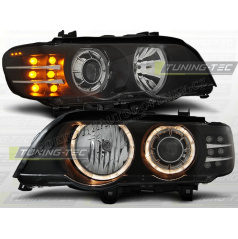 BMW X5 E53 09.1999-10.2003 přední čirá světla Angel Eyes Black Led Indicator Xenon