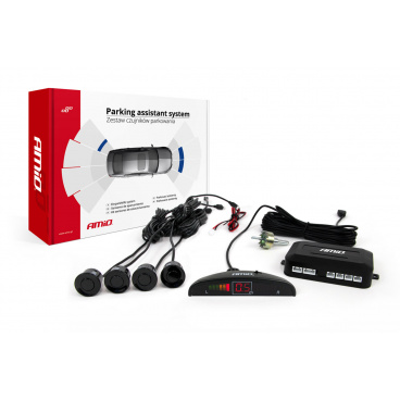Sada parkovacích senzorů LED 4 černé senzory AMIO-01565 Sada parkovacích senzorů LED 4 černé senzory AMIO-01565
