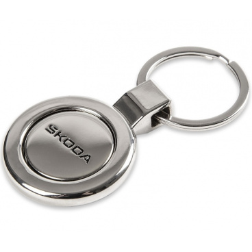 Originální praktická kovová klíčenka Škoda s žetonem do obchodu