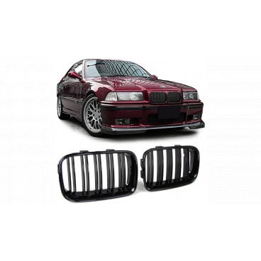 Mřížka BMW 3 E36 Facelift Compact dvojité žebrování Lesklá černá