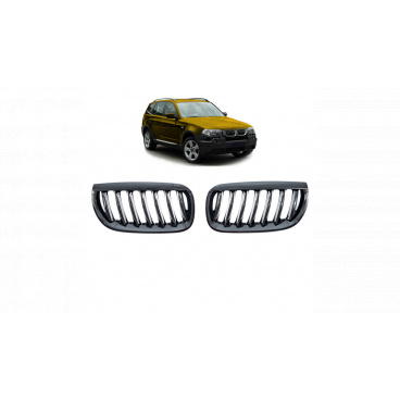 Gril BMW X3 E83 jednotlivé žebro Lesklá černá
