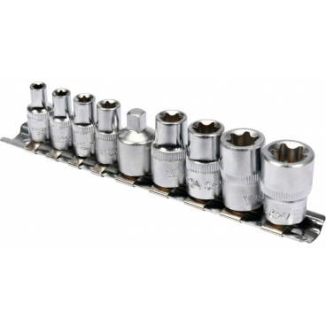 Sada nástavců 1/4", 3/8" TORX 9 ks E5-E16 Sada nástavců 1/4", 3/8" TORX 9 ks E5-E16