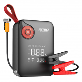 Startovací zařízení 4v1 booster powerbank kompresor LED svítilna 12V 7,2Ah 600A PRO AMIO-04675