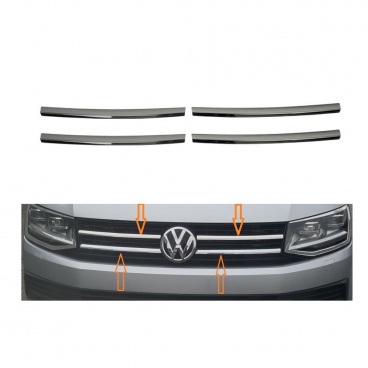 Nerez lišty přední masky Omtec  VW T6 2015+ 4 ks zrcadlově černé