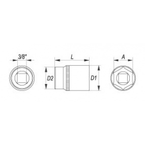 Nástavec 3/8" 10 mm šetihranný