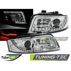 Audi A4 10.2000-10.2004 přední čirá světla Led Tube Lights chrome