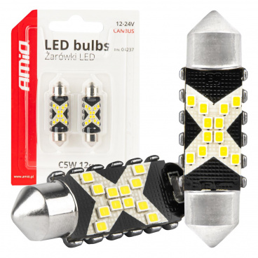 LED žárovky CANBUS Festoon C5W 12SMD 2016 39mm Bílá 12V 24V 