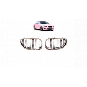Mřížka BMW 5 E60 E61 dvojité žebrování Chrom & Černá Mřížka BMW 5 E60 E61 dvojité žebrování Chrom & Černá