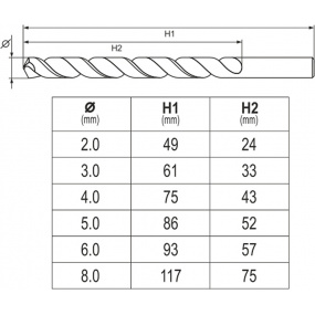 Sada vrtáků na kov 6ks HSS-COBALT 2-8mm