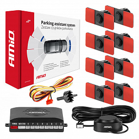 Sada parkovacích senzorů s bzučákem, 8 černých vnitřních senzorů 16,5 mm