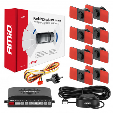 Sada parkovacích senzorů s bzučákem, 8 černých vnitřních senzorů 16,5 mm 