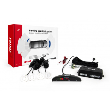Sada parkovacích senzorů LED 4 bílé senzory AMIO-01566 Sada parkovacích senzorů LED 4 bílé senzory AMIO-01566