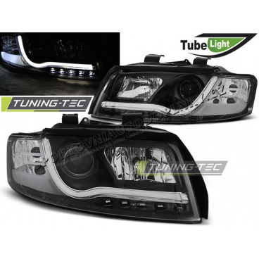 AUDI A4 10.2000-10.2004 PŘEDNÍ ČÍRÁ SVĚTLA LED TUBE LIGHTS BLACK AUDI A4 10.2000-10.2004 PŘEDNÍ ČÍRÁ SVĚTLA LED TUBE LIGHTS BLACK