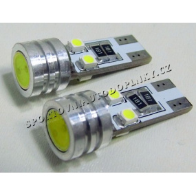 Žárovka 1 LED super silná + 4 LED T10 12V CANBUS 2ks 