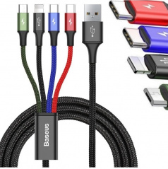 Multikabel do telefonu USB/ 4 konektory 2xUSB-C / Lightning / Micro 3,5A 1.2m