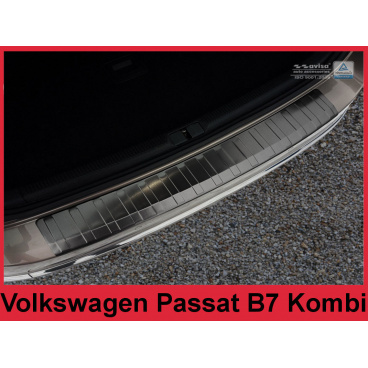 Nerez kryt- černá ochrana prahu zadního nárazníku Volkswagen Passat B7 kombi 2011-14