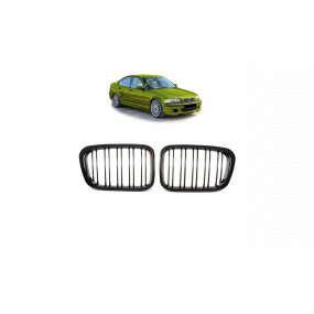 Mřížka BMW 3 E46 Compact dvojité žebrování Lesklá černá