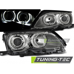 BMW E46 09.2001-03.2005 přední čirá světla Angel Eyes LED chrome