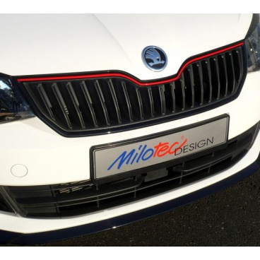 Racing lišta na přední masku, červená - Škoda Fabia III. 2014-2018 Racing lišta na přední masku, červená - Škoda Fabia III. 2014-2018