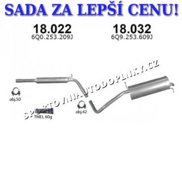 Montážní sada/komplet výfuk Škoda Fabia 1.2i Kombi / Sedan Montážní sada/komplet výfuk Škoda Fabia 1.2i Kombi / Sedan