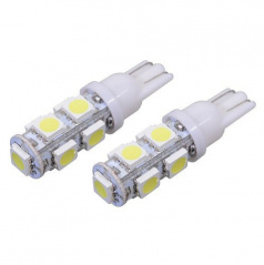 Žárovka 9 super velých LED T10 12V 5W - barvá čistě bílá 2 ks 