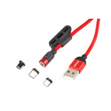 Magnetický USB kabel 3v1 na Lightning USB-C micro USB 1 m UC-8 