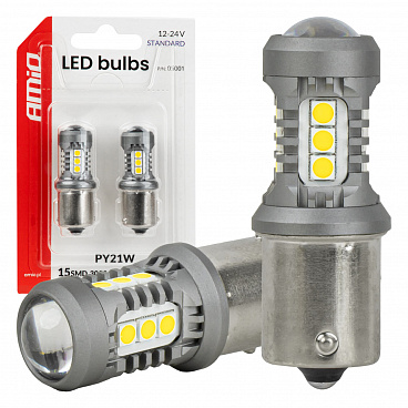 LED žárovky STANDARD BAU15S PY21W 3030 15SMD bílé 12V 24V