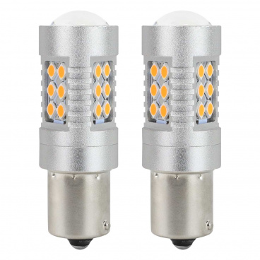 LED žárovky CANBUS BAU15S PY21W Oranžová Amber 12V 24V 