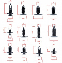 Univerzální sada různých typů plastového uchycení do auta 12 druhů / 240 ks