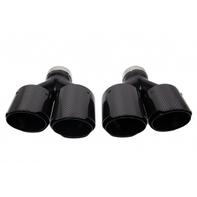 Końcówka Tłumika 101mmx2 wejście 76mm Carbon Gloss Zestaw