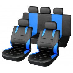 Potahy sedadel sada Sport modré airbag (2x přední sedadlo a zadní sedadla, 5x opěrka hlavy)