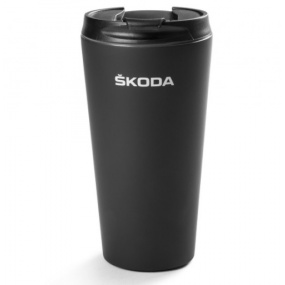 Originální nerez thermo hrnek Škoda černý pogumovaný 400 ml
