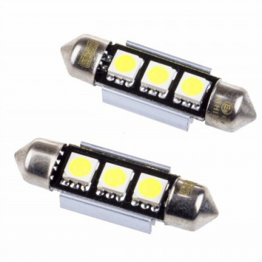 Žárovka 3 LED SMD sulfit 39 mm  bílá 6000K 12V CAN-BUS - 2 ks