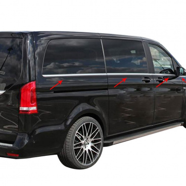Nerez spodní listy oken Omtec 8 ks Mercedes Vito 2014+ jen pro nejdelší verzi L3