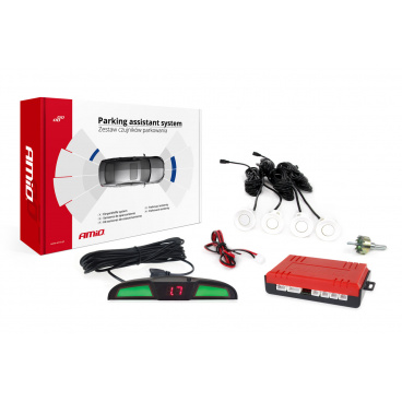 Sada parkovacích senzorů LED COB 4 bílé senzory AMIO-02283 Sada parkovacích senzorů LED COB 4 bílé senzory AMIO-02283