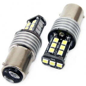 Žárovky 15 SMD LED BAY15D  (P21/5W) bílé 12/24V CANBUS  (2 ks)
