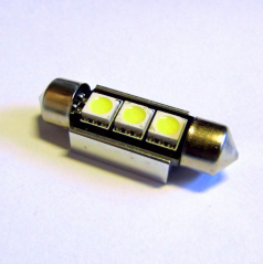 3 SMD LED žárovka sulfit bílá 36 mm s odporem (CANBUS) - 1 ks 